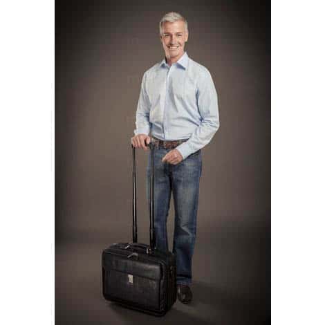 Mallette medicale cuir noir type trolley a roulettes Mobilo M04