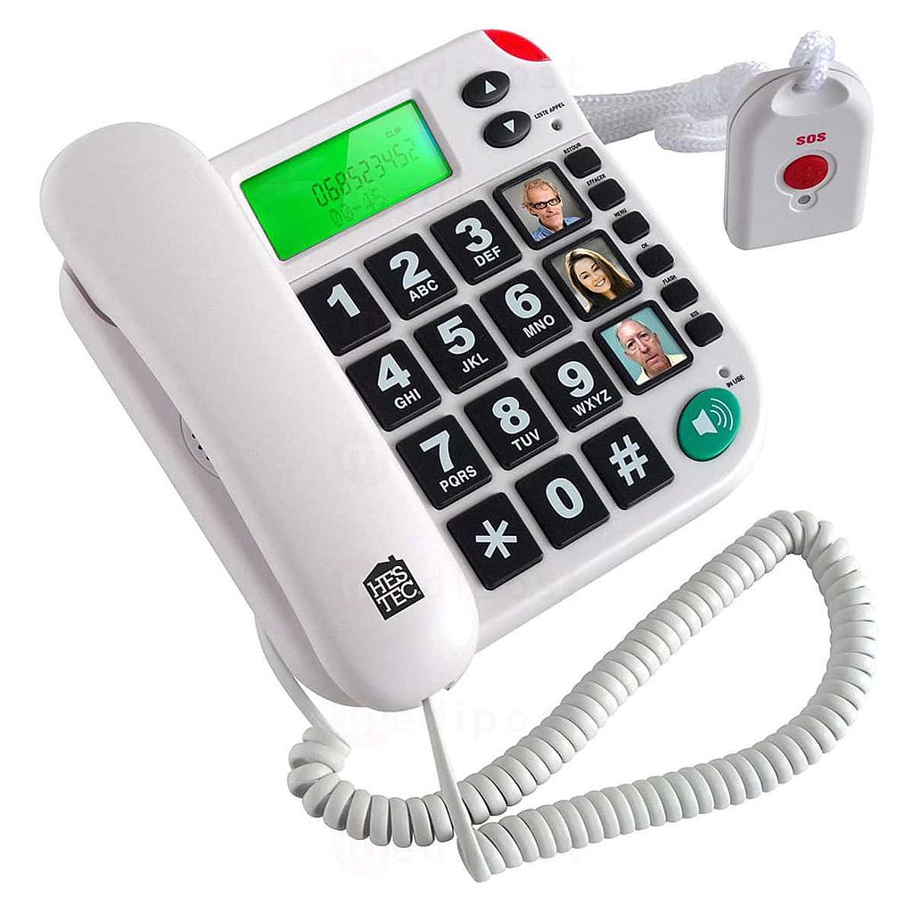 Téléphone facile à grand clavier avec télécommande SOS