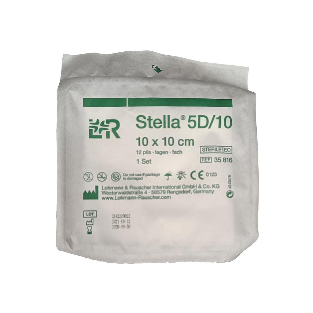 Compresses de gaze stérile Stella 5D/10 10x10cm 12 plis