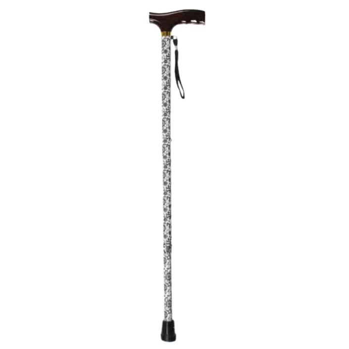 Canne Alu Fantaisie Fleuri beige/blanc