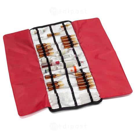 Ampullenhouder (80) rood polyester zakje