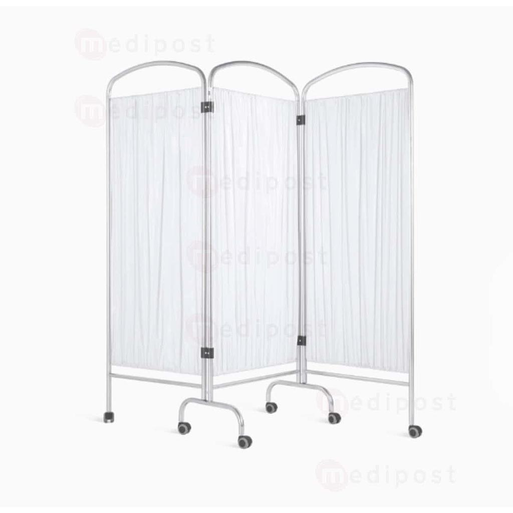 3-delig epoxy kamerscherm op wielen, met stoffen panelen