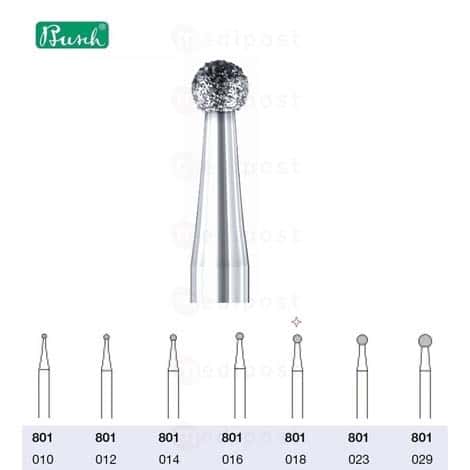 Fraise diamant - boule ø 1,8mm - grain moyen
