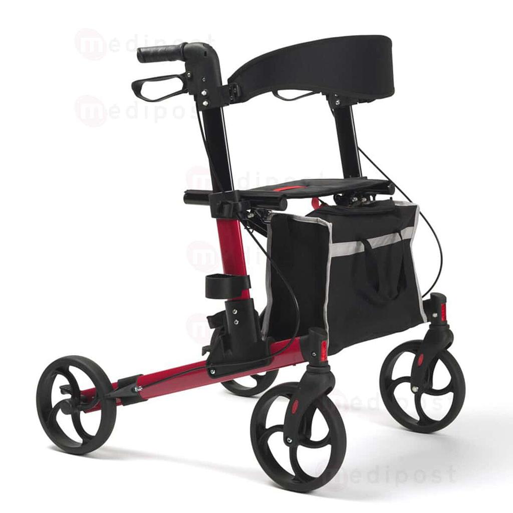 Cadre de marche Quava 4 roues pliable rouge