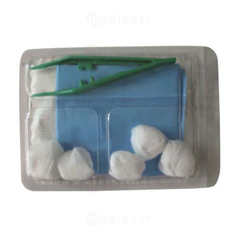 Infipost set wondverbanden en verzorging: 1 veld, 5 tampons, 1 pincet