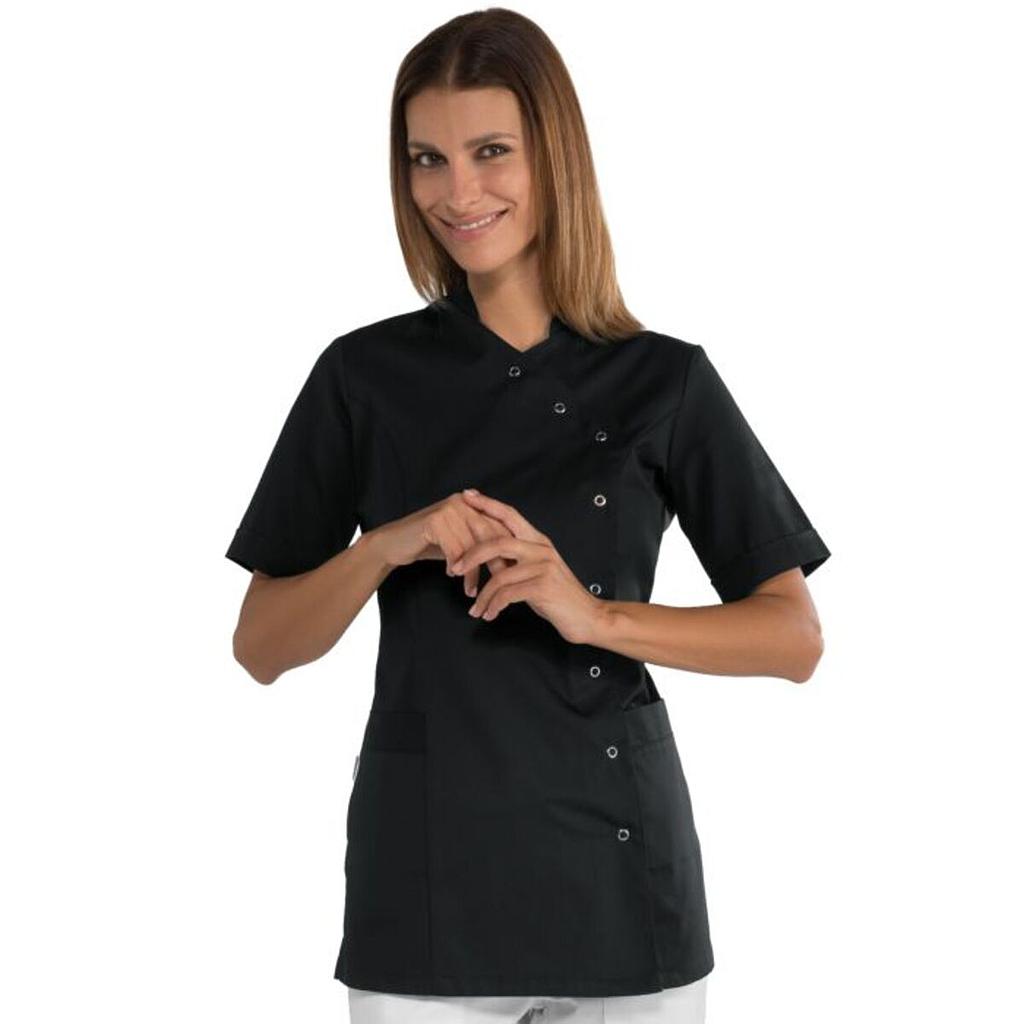 Tunique 3/4 femme Delhi noir bouton pression