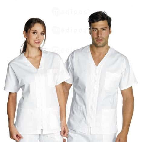 Medische tuniek Milano wit unisex met rits