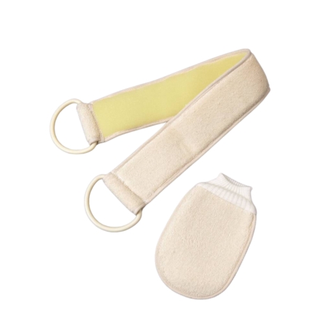 Serviette de toilette avec poignées et gant de toilette assorti