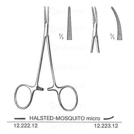 Pince hémostatique moustique Halsted droite MICRO 12.5cm