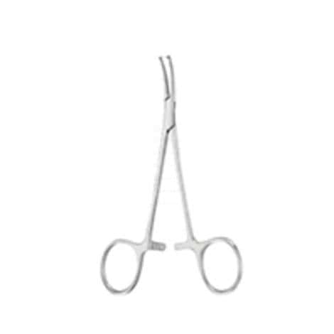 Hemostastische muskaatpince Halsted gebogen 1x2 tanden 12cm