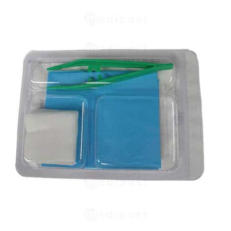 Infipost Set à pansements et de soins: 5 compresses, 1 pince, 1 champ