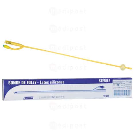 Silicone-coated latex Foley catheter with 5-15ml balloon