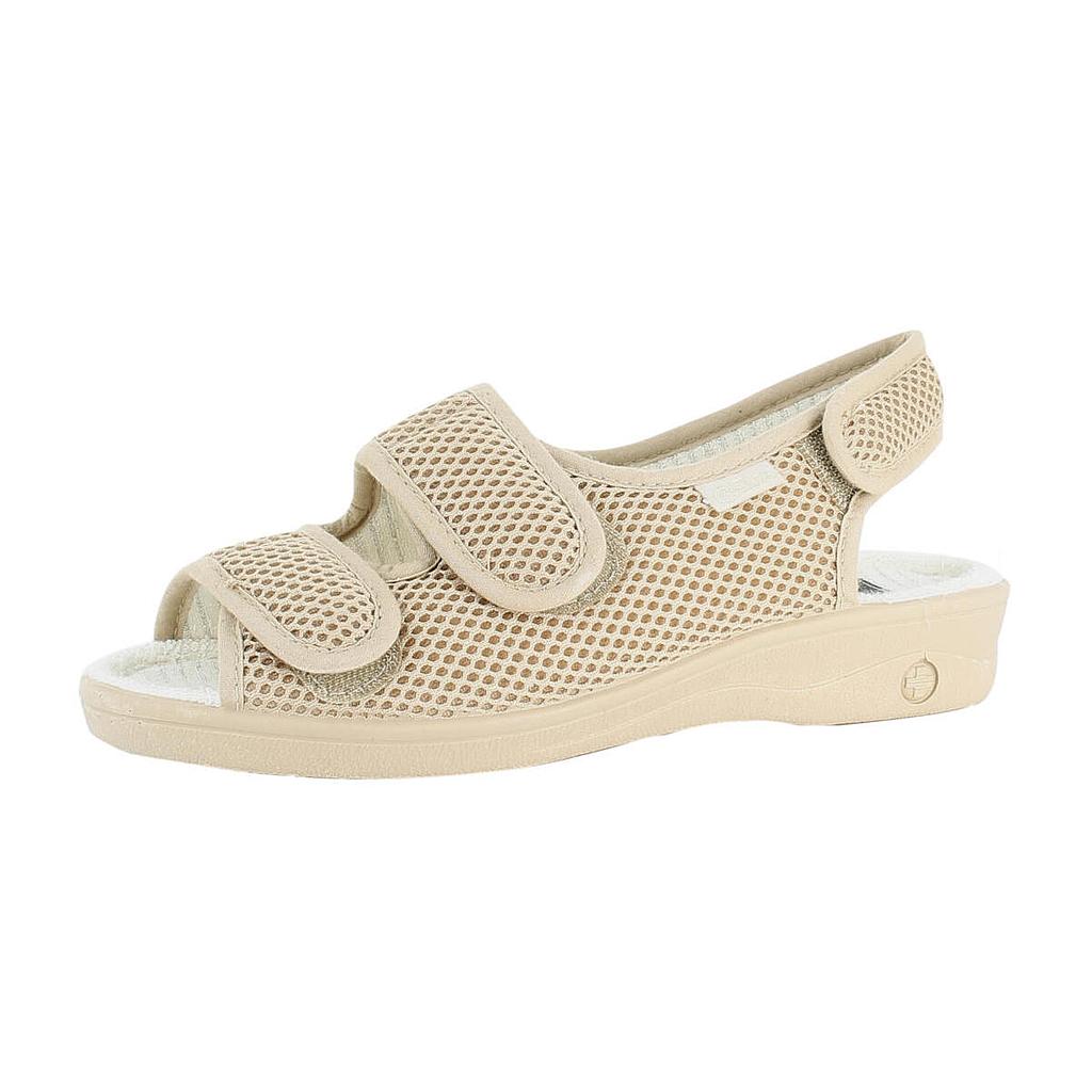 Pantoufles Diane 213 ouvertes 3 velcros Beige