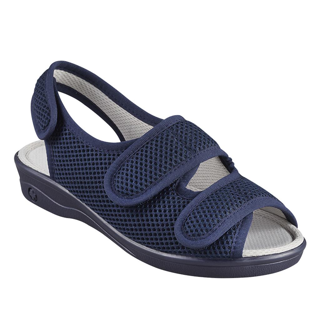 Pantoufles Diane 213 ouvertes 3 velcros Bleu