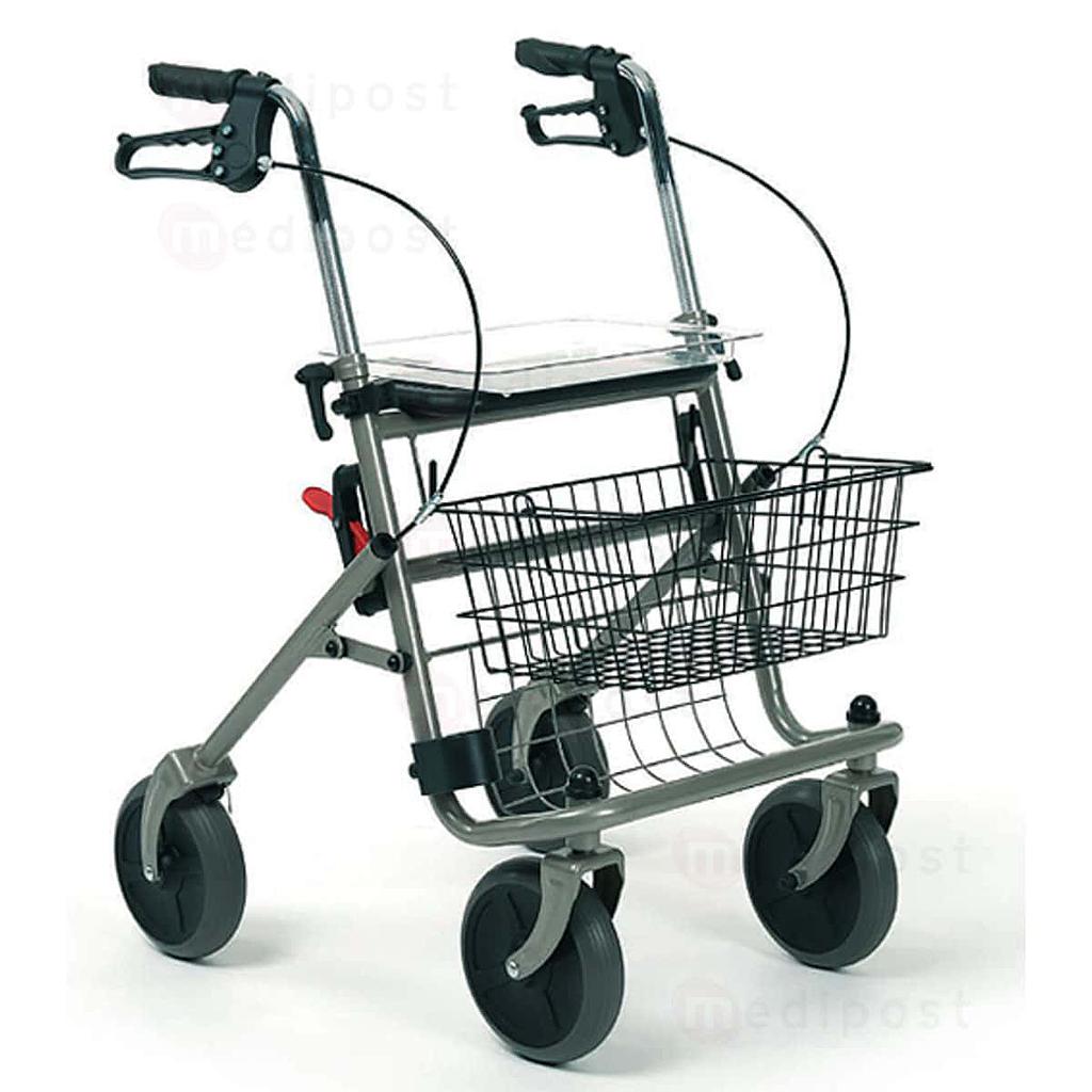 Cadre de marche 286B 4 roues pliables gris