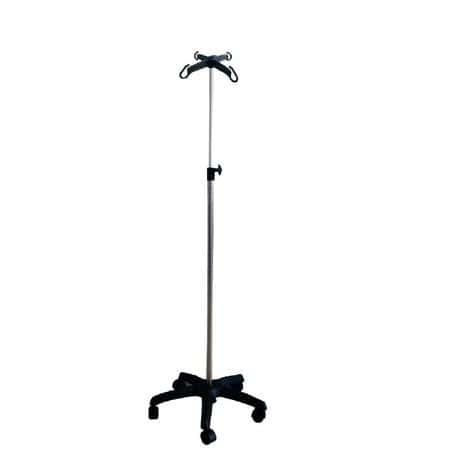 Pied porte serum Eco 5 roulettes 4 crochets polyamide noir
