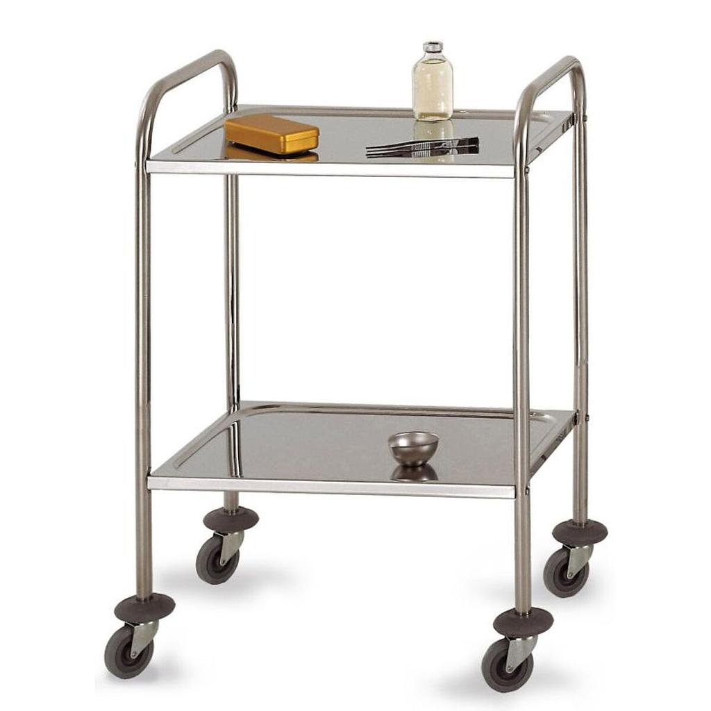 Guéridon en inox 2 plateaux soudés sans galeries