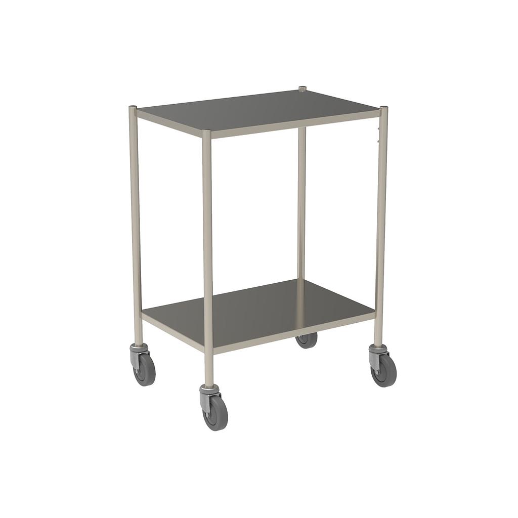 Guéridon en inox 2 plateaux avec bords tombés