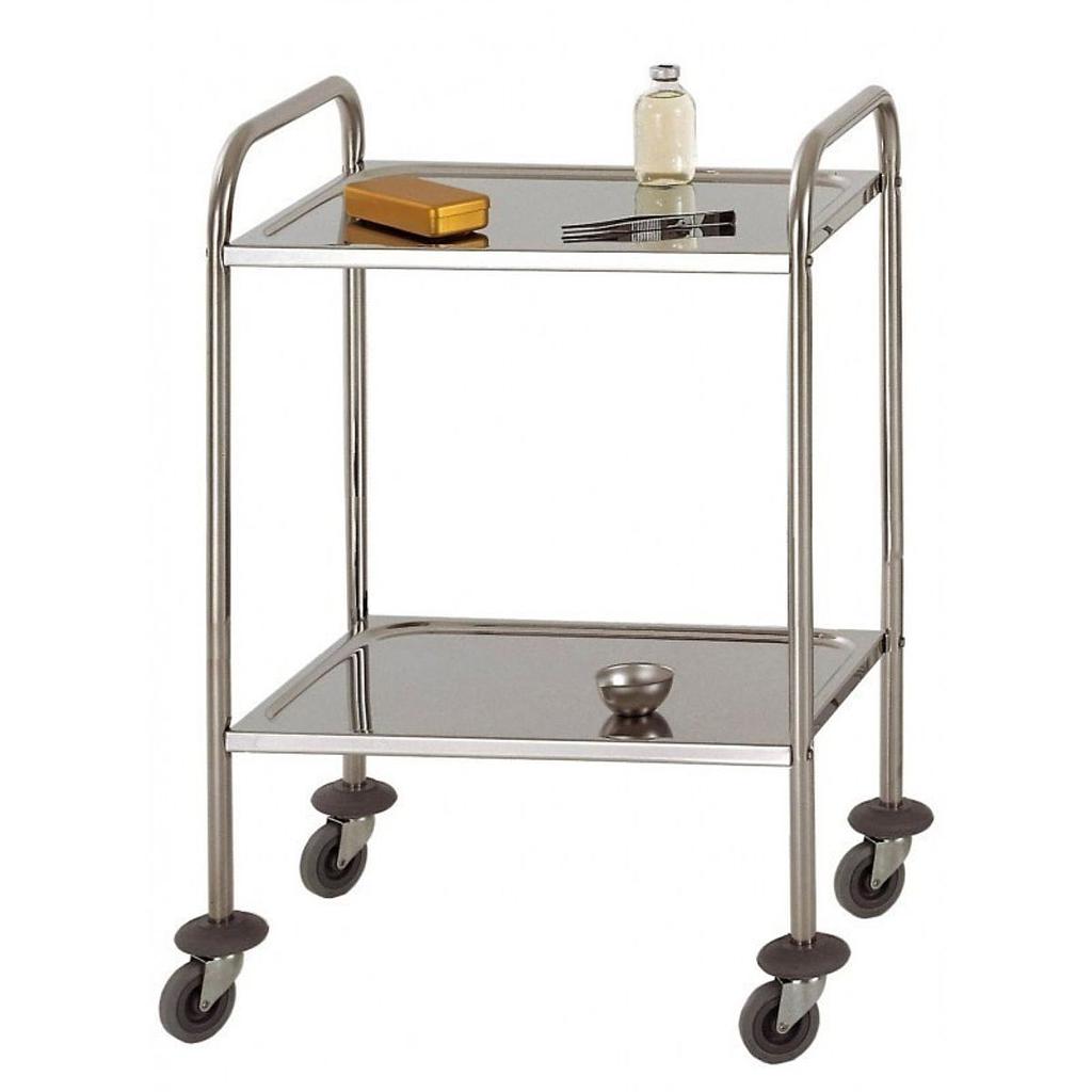 Guéridon inox 2 plateaux emboutis 75x50cm