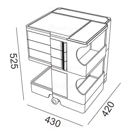 Assistant muet Boby - 3 tiroirs 6cm H52cm