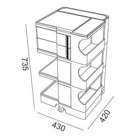 Assistant muet Boby 2 tiroirs 9cm  H73cm