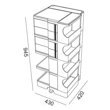 Assistant muet Boby 4 tiroirs de 9cm H94cm