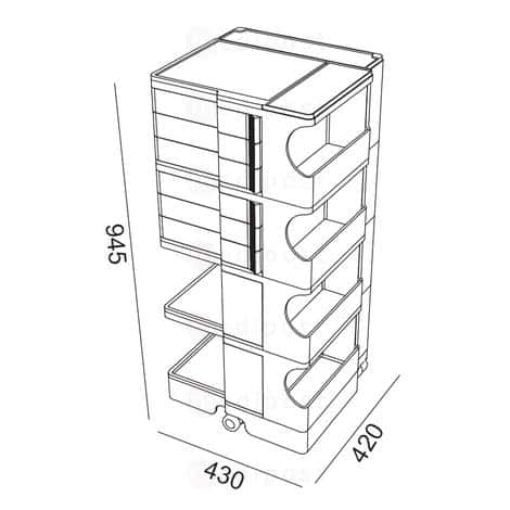 Assistant muet Boby 6 tiroirs de 6cm H94cm
