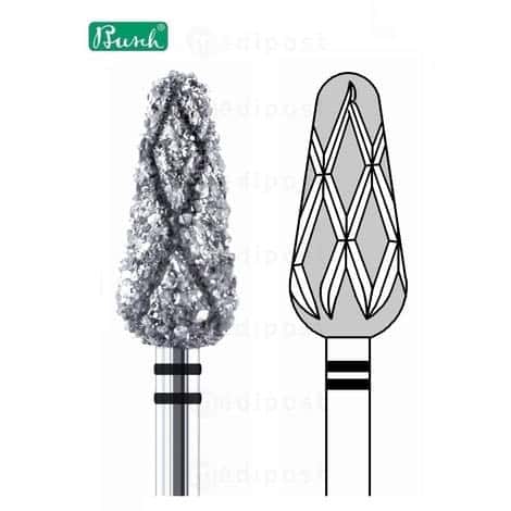Fraise diamant - cône ø 7mm - grain mega à rainure