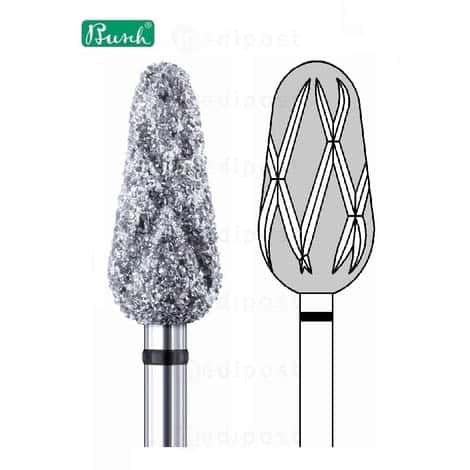 Fraise diamant - cône ø 8,5mm - grain super gros à rainure