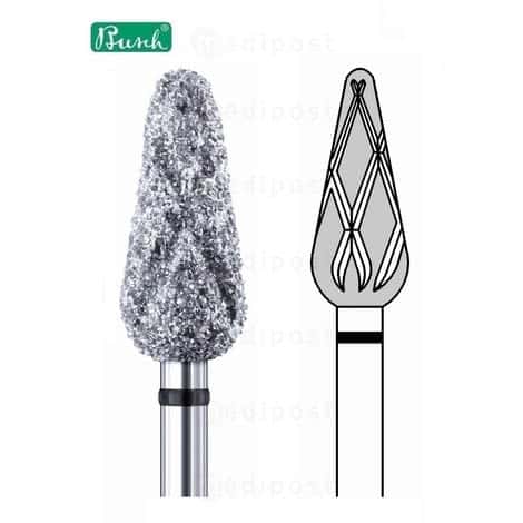 Fraise diamant - flamme ø 5mm - grain super gros à rainure