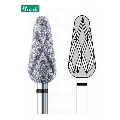 Fraise diamant - flamme ø 6,5mm - grain super gros à rainure