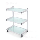 Aria instrument trolley met 3 zwevende glazen planken Mobipost serie