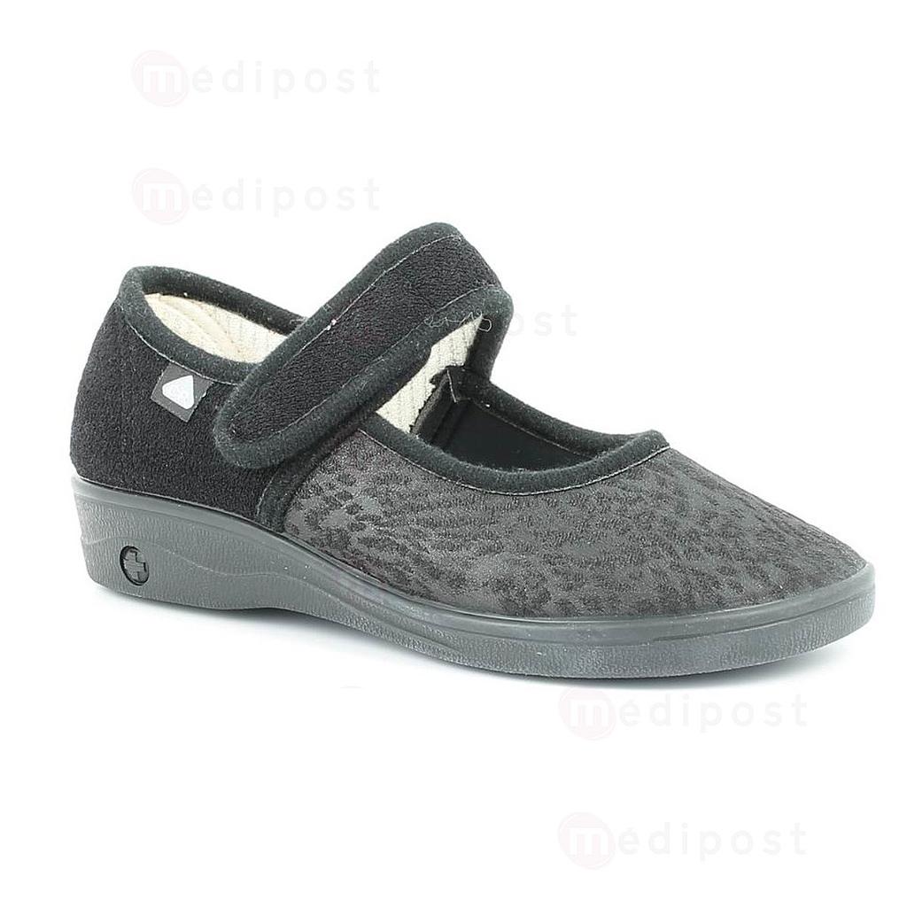 Pantoufles Jasmine Lycra à bride velcro noir