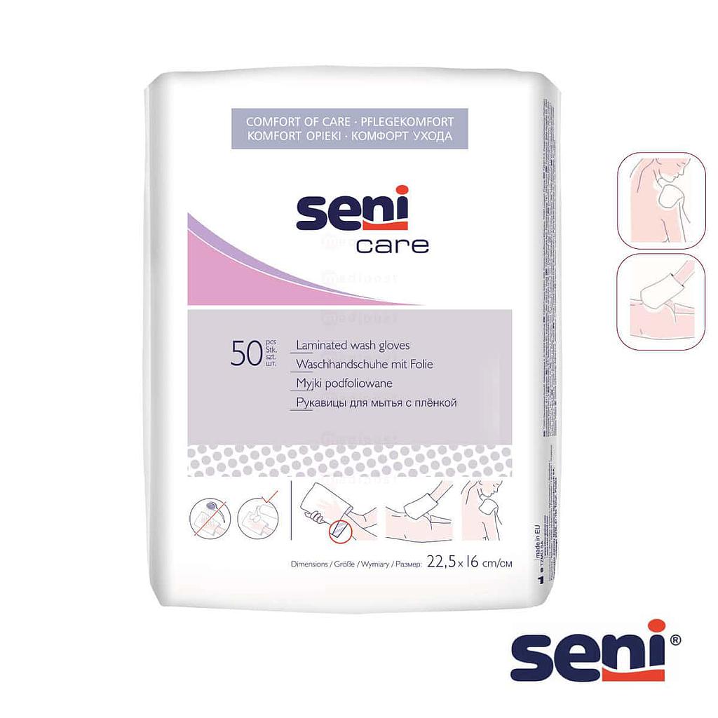 Gant de toilette disposable avec film protecteur