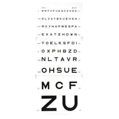 Echelle d'acuité visuelle Monoyer à 5 mètres