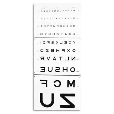 Echelle d'acuité visuelle Monoyer, lecture inversée à 2.5m