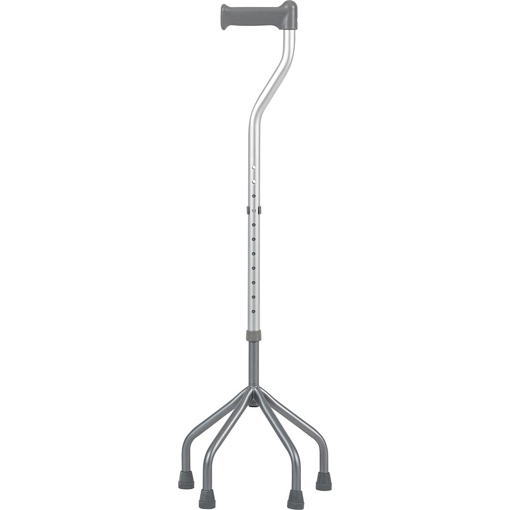Aluminium wandelstok met vier poten, verstelbaar van 66 tot 92 cm, kleine voet