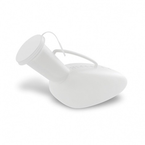 Mannelijk urinaal met handvat en deksel