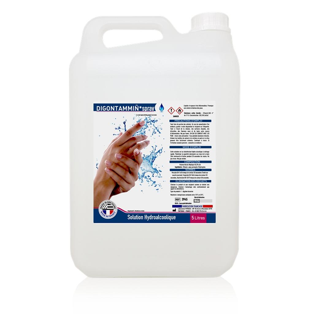 Gel hydroalcoolique Digontammin 5 litres - étiquette neutre