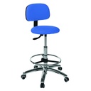 Tabouret circulaire Ecopostural base aluminium avec dossier et repose-pied