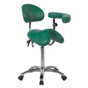 Kruk silla de montar Ecopostural aluminium basis met rugleuning en multifunctionele armleuning