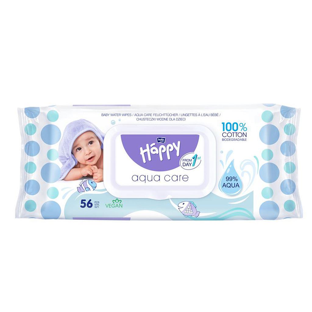 Lingettes Bella Happy Aqua Care biodégradable, végan
