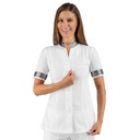 Tunique 3/4 femme Hibiscus blanc et argent à boutons