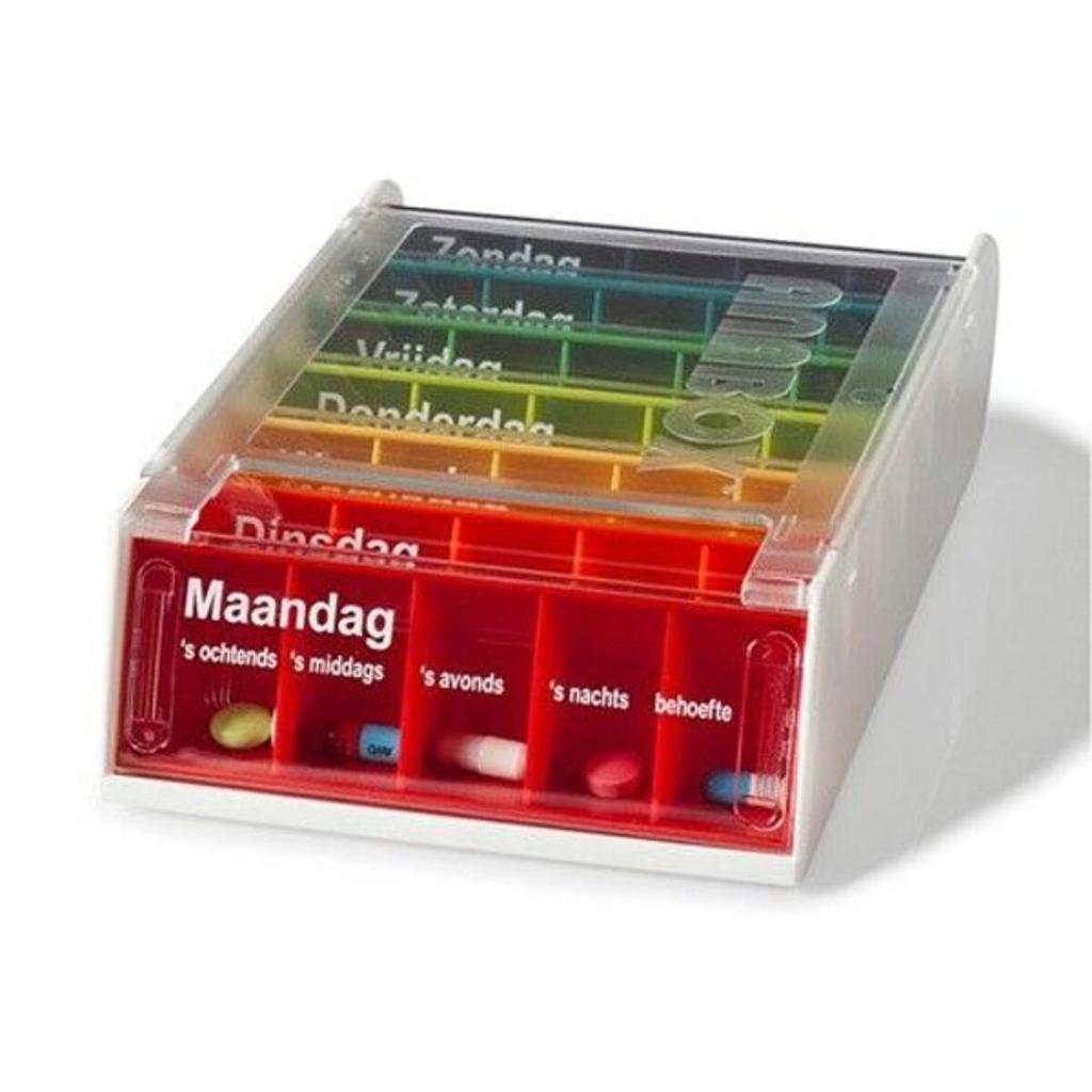 Pilulier Semainier Anabox 7 jours à 5 compartiments Rainbow