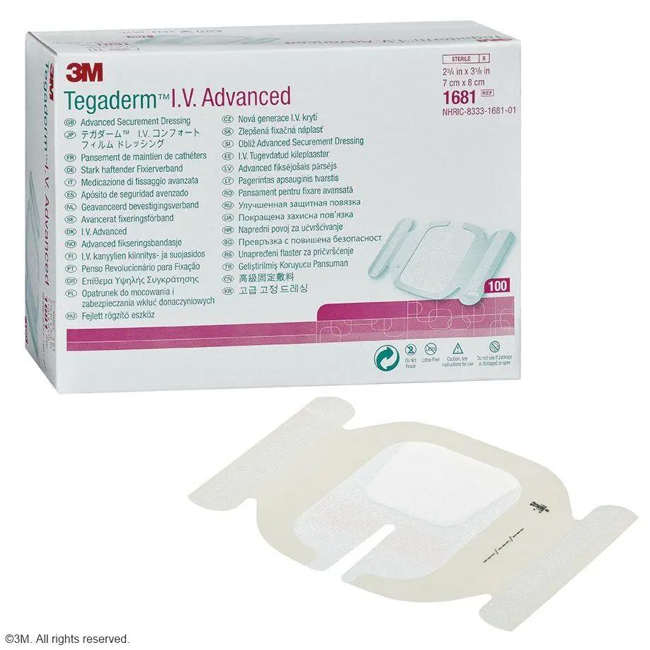 Tegaderm I.V. Geavanceerd doorzichtig folieverband voor intraveneuze katheters