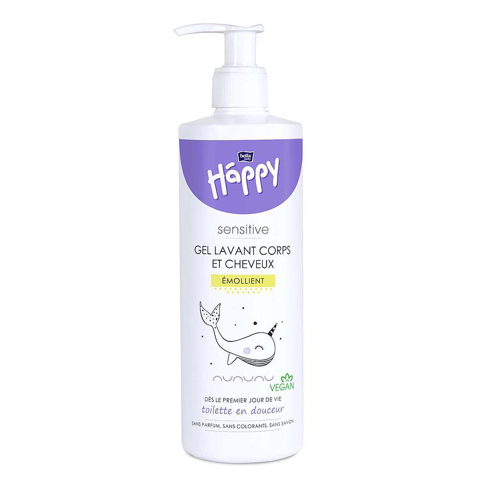 Gel lavant corps et cheveux  pour bébé Bella Happy Sensitive émollient 400ml