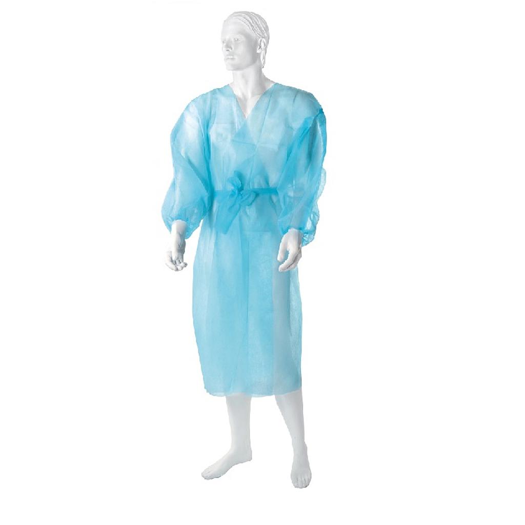 Universele medische tuniek niet-geweven niet-steriel, blauw – elastische manchet