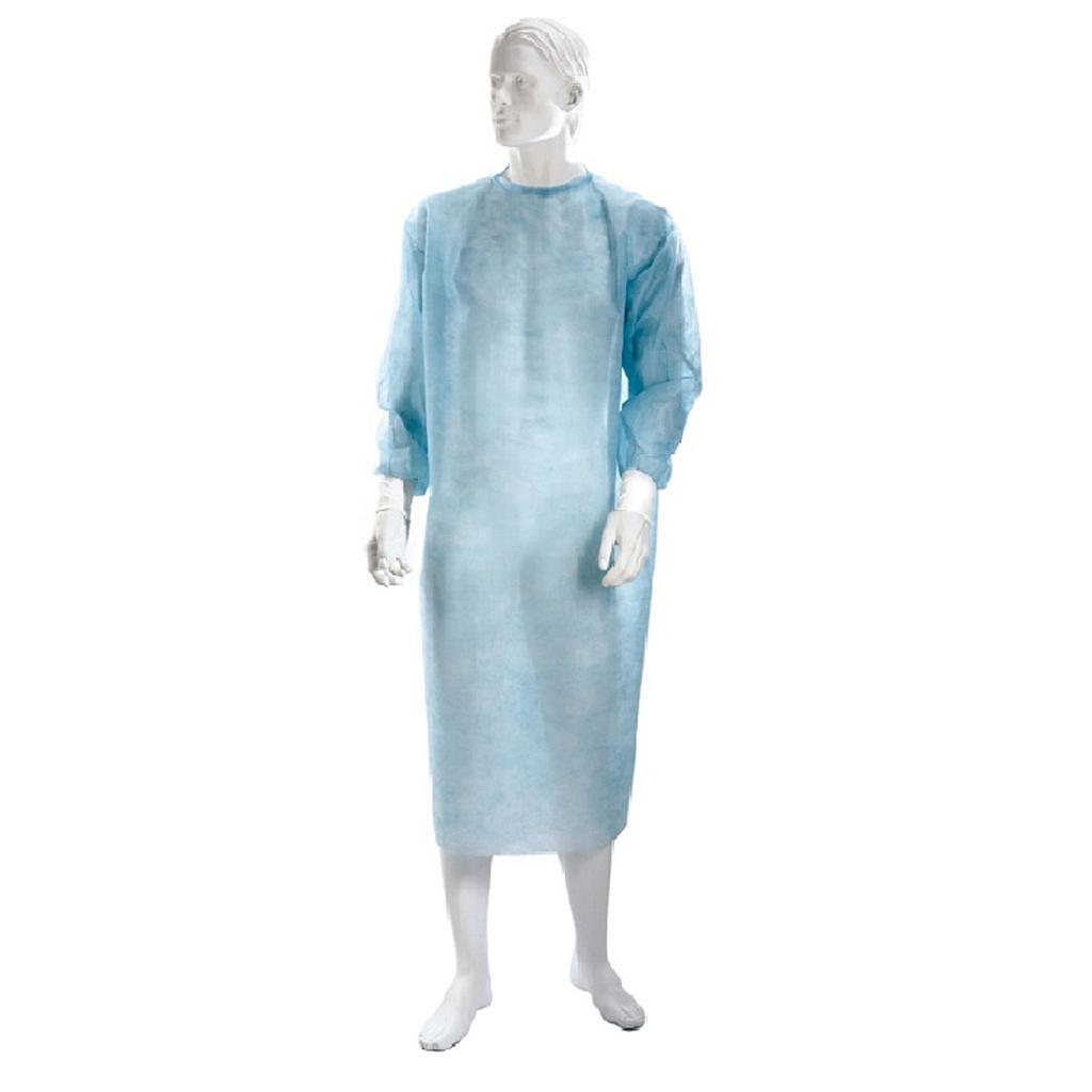 Non-steriel non-woven medisch schort, blauw - jersey handvat