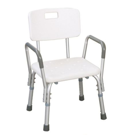 Chaise de douche avec dossier, accoudoirs réglable en hauteur
