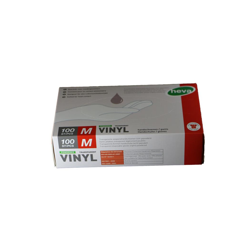 Heva gepoederde transparante vinyl handschoenen